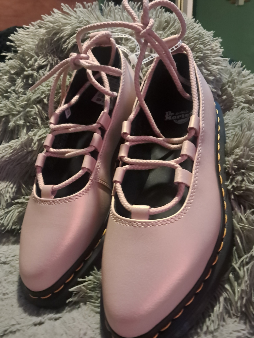 Dr. Martens Women's Pastel Pink Lace-Up Leather Flats